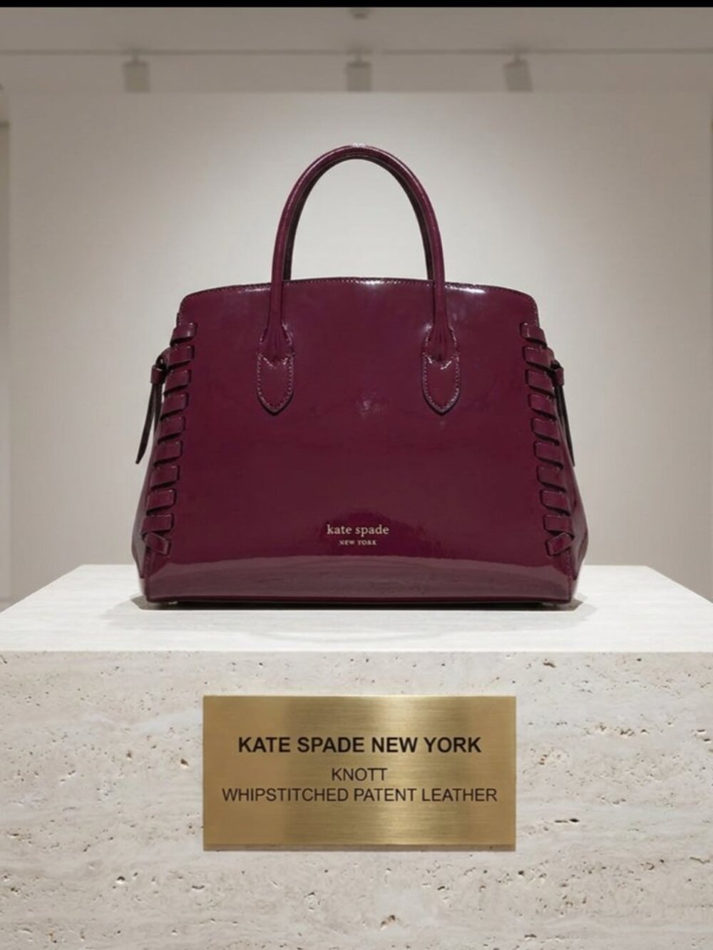 Kate Spade Knott Whipstitched Patent Leather Medium Satchel Persephone NWT